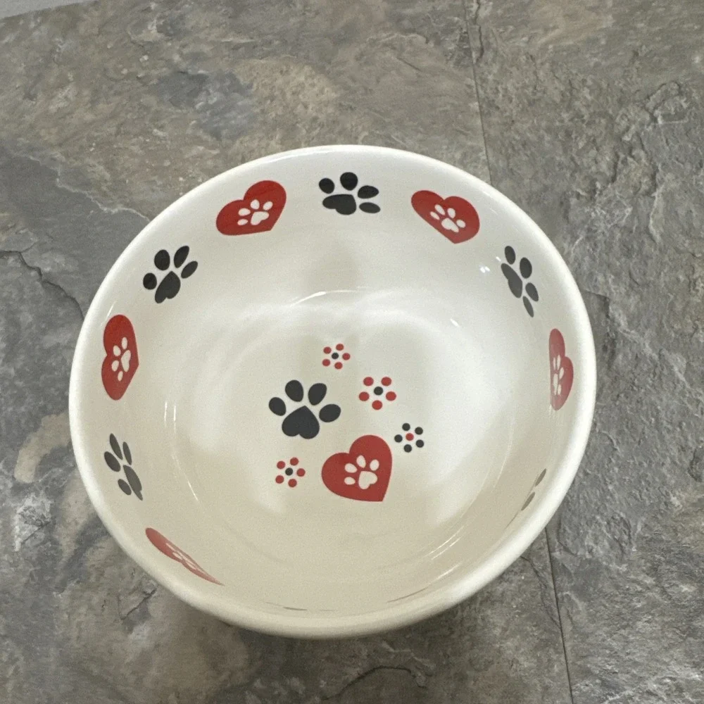 Temp-Tations Seasonal Pawfetti 18oz Bowl Hearts Paw Prints Replacement Pets NEW